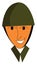 A young soldier wearing a military helmet is happy vector color drawing or illustration