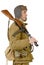 Young Soviet soldier with machine gun ppsh-41