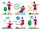 Young Sportsman Activities Flat Vector Concept Set