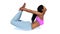 Young sporty african woman in bow pose yoga