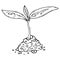 Young sprout planted in the ground icon. Vector illustration of planting plants in spring. Hand drawn young sprout