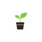 Young sprout in a pot simple vector icon