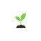 Young sprout in soil colorful vector icon.