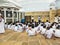 Young Sri Lankan pupils listening to the briefinf about the largest stupa in Anuradhapura, Sri Langa.