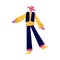 Young street atrist in bright costume dancing during performance vector illustration