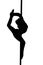 Young stripper girl hanging in a dancing pole and bending her leg black illustration isolated on a white background