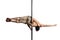 Young strong pole dance man isolated