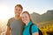 Young student couple on a nature hike together