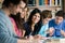 Young students studying in a library