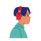 Young Stylish Man or Woman Character Listen to Music in Headphones Profile View. Trendy Hipster Teenager Illustration