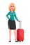 Young successful business woman standing with luggage