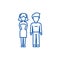 Young successful couple, man and woman line icon concept. Young successful couple, man and woman flat vector symbol