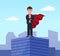 Young Superman Executive Worker in Superhero Cloak