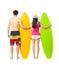 young surfer couple with surfboard