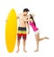 young surfer with girlfriend