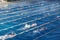 Young swimmers in outdoor swimming pool during freestyle race. Health and fitness lifestyle.