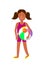 Young Tanned Girl with Pigtails Cartoon Character