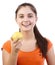 Young teenage girl holding apple
