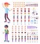 Young Teenager Animated Icons Construction Vector