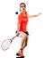 Young teenager girl woman Squash player isolated