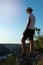 Young teenager observing nature at the top of the mountain in the DuratÃ³n River Canyon Natural Park located in Segovia in Spain