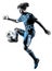 Young teenager soccer player man silhouette isolated