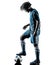 Young teenager soccer player man silhouette isolated