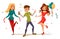 Young teens dancing at party vector illustration of cartoon boys and girls kids characters celebrating birthday or