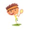 Young tennis player with a racket in his hand cartoon vector Illustration
