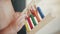 Young toddler child playing with abacus counting board