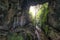 Young traveler girl explores majestic cave in North island, New Zealand