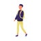 Young Traveling Man Walking with Backpack Vector Illustration