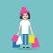 Young trendy girl holding shopping bags