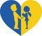 Young Ukrainian Family Silhouette - Vector Illustration - Heart Symbol, Yellow and Blue