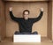 Young unemployed man holding a white board, a place for advertising, the idea of a cry for help