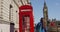 Young Urban Professional Woman By Telephone booth and Big Ben In London