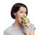 Young vegetarian lady with green apple