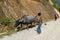 Young vietnamese shepherd with his buffalo