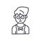 Young waiter black icon concept. Young waiter flat vector symbol, sign, illustration.
