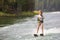 Young Waterskier on a beautiful scenic lake