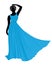 Young wemen in evening dresses party silhouettes