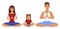 Young white family Yoga vector illustration. Lotus position isolated.