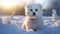 Young White Puppy Playing in Snow-Covered Winter Scene generated by AI tool