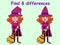 Young witch cartoon character find 8 differences stock vector illustration