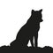 Young wolf silhouette on white background