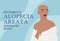 Young woman alopecia awareness month banner