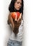 Young woman and apple