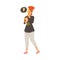 Young Woman as Chef Master Carrying Vegetables Thinking What to Prepare Vector Illustration