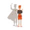Young Woman as Chef Master and Super Cook Wearing Toque and Apron Gesturing Vector Illustration