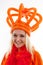 Young woman as Dutch orange supporter